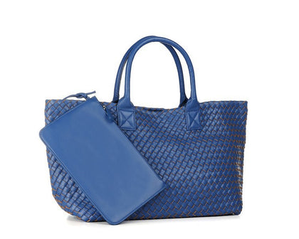 Large Woven Tote Bag - Blue