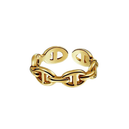 Empreinte D'amour 18K Gold Plated Retro Oval Ring - Narrow