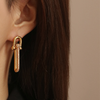 18K Gold Plated Retro U Earring With Cubic Zirconia - Long